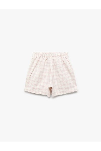 Koton Plaid Tweed Shorts Skirt with Elastic Waist
