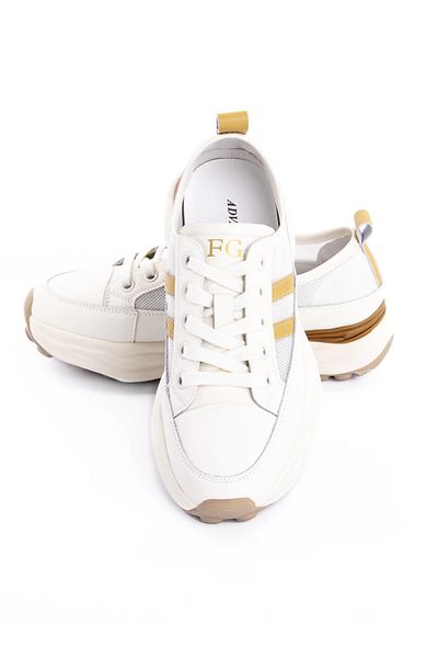 advancer Women's Sports Shoes Made of Genuine Leather 18002-8 Yellow