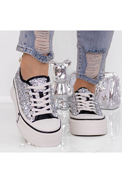 mei Pantofi Sport Dama cu Platforma 3AL18 Argintiu
