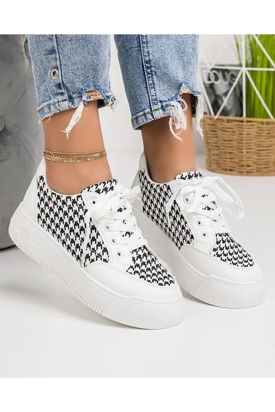 starlike Pantofi casual dama albi cu negru A148