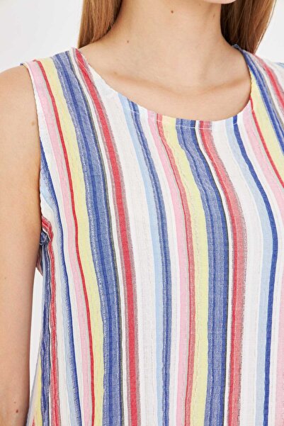 armonika Жіноча сукня без рукавів з синім візерунком і воланами ARM-22K001142