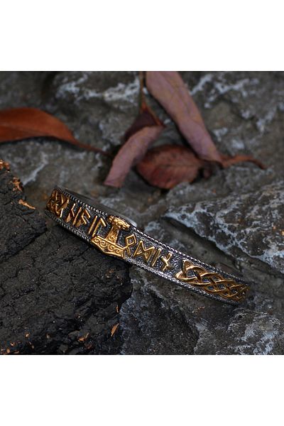 Viking Adjustable Norse Mythology Valknut Thor Odin Stainless&Tarnish Free 316L Steel Bracelet