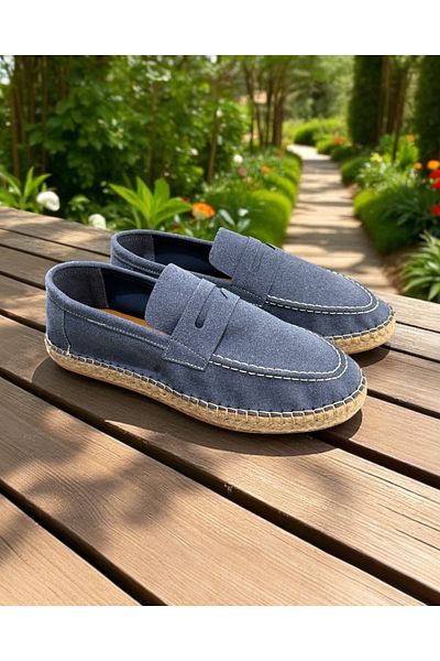 higo Men's Espadrille with Straw Detail