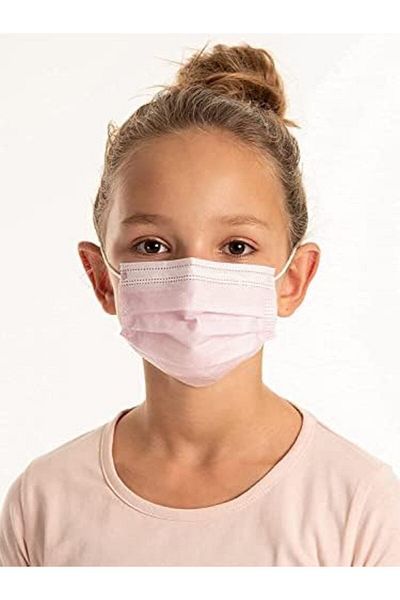 Yuwell YU WELL 100PCS Disposable Medical Face Mask for Kids, BFE 95% 3 Layer Solid Color (Pink)