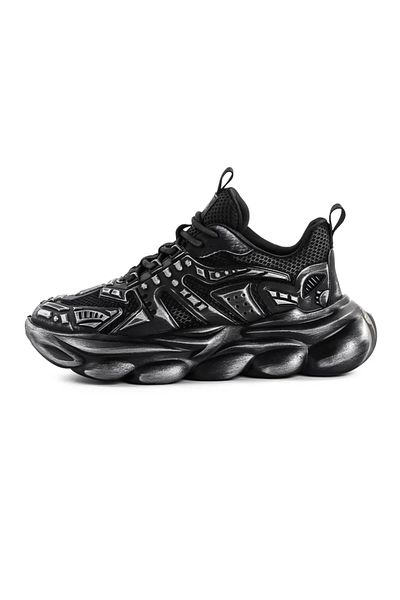 advancer Men's Sports Shoes Made of Genuine Leather 24210 Black-Grey