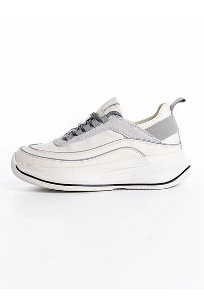FRANCO GERARDO Women's Sport Shoes Made of Genuine Leather 2228 Cream-Grey Franco Gerardo