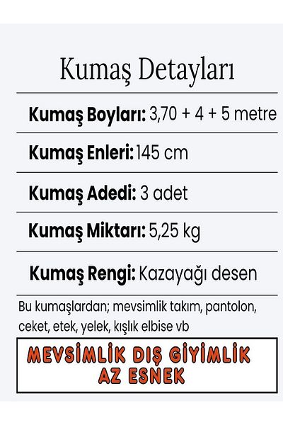 Yiğit Kumaş Seasonal Outerwear Fabric Set, Sizes 370-400-500 cm 3 Pieces