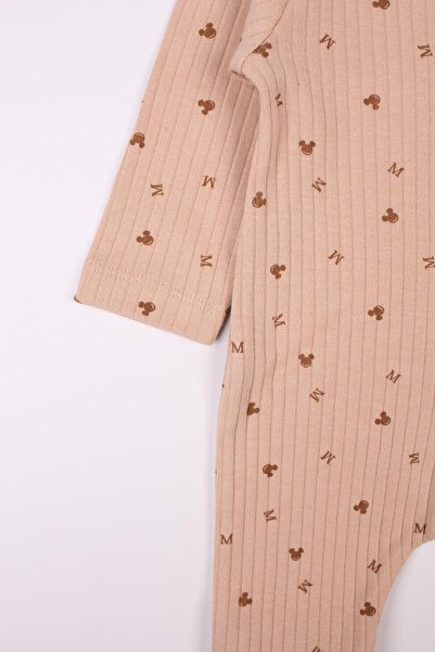 Mini Ropa Newborn Booties Jumpsuit Mickey Printed Snap Fastener Baby Romper