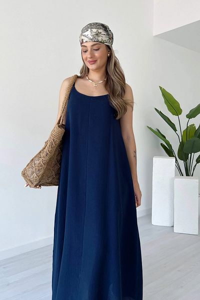 Sorridi Muslin Fabric Lined Maxi Dress with Adjustable Straps