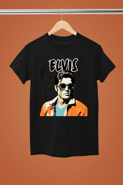 MAGORS تيشيرت روك من القطن بأكمام قصيرة ومطبوع من ELVIS PRESLEY