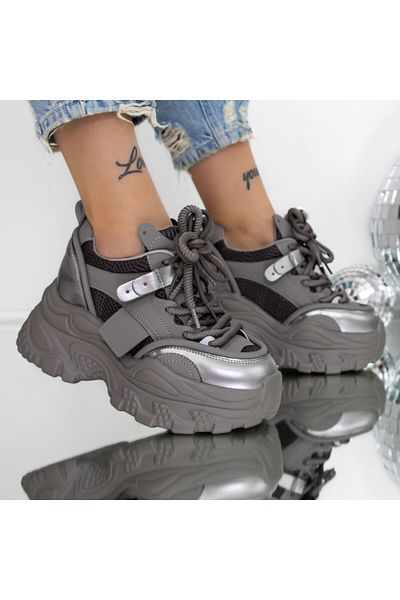 mei Women's Platform Sneakers 3SJN55 Grey