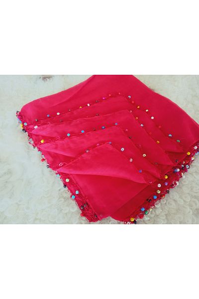 hoaryage Handmade Wooden Beaded Writing, Cheesecloth Yemeni, Scarf, 4 Sides Embroidered