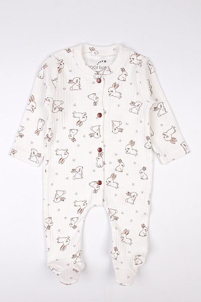 Mini Ropa Newborn Booties Jumpsuit Rabbit Printed Snap Fastener Baby Romper