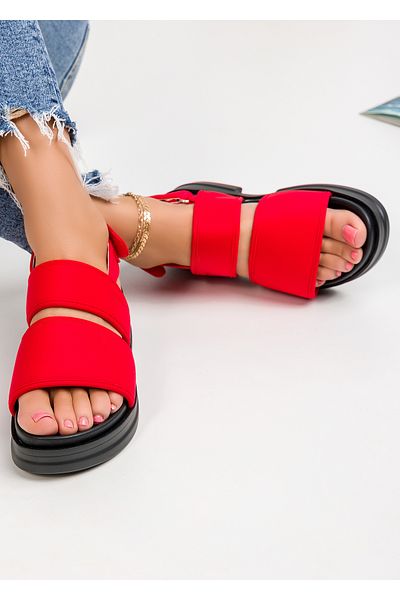 starlike Women's red platform sandals A112