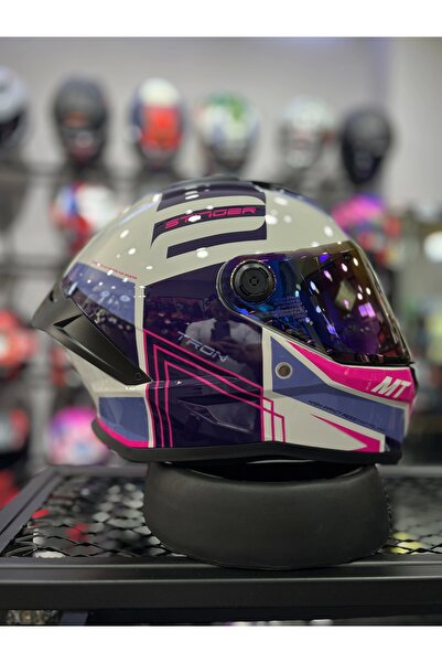 MT Helmets Stinger Tron Parlak Kask (Şeffaf Vizörlü)