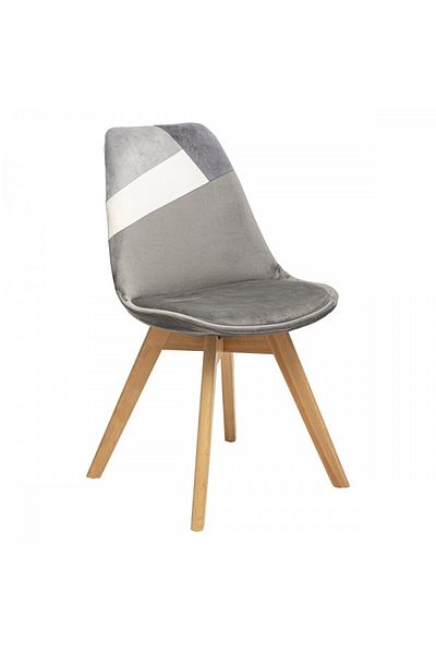 Atmosphera Créateur D'intérieur Atmosphera Baya chair, plush, gray, solid wood legs, 81 x 55 x H 48 cm, 5.3 kg