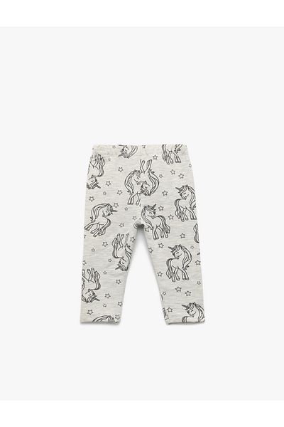 Koton Elastic Waist Unicorn Printed Cotton Leggings