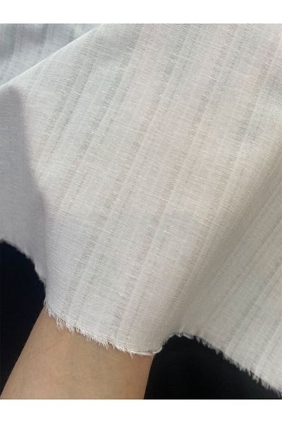 Yiğit Kumaş Self Striped Shirt Dress Tunic Fabric White