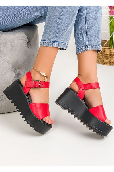 starlike Women's red platform sandals A115