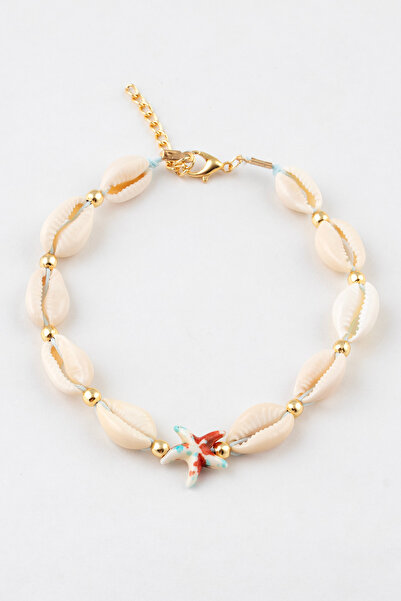 Sortie Aksesuar Renkli Deniz Yıldızı Figürlü Deniz Kabuklu İpli Halhal