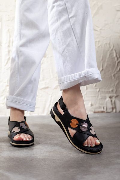 Adım Adım Women's Genuine Leather Cross Arched Orthopedic Sandals