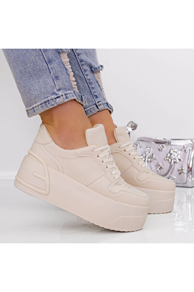 mei Pantofi Sport Dama cu Platforma 3AL28 Bej