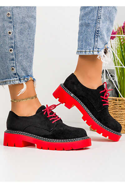 starlike Pantofi casual dama negru cu rosu A154