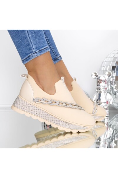 mei Γυναικεία Αθλητικά Παπούτσια 3KMD17 Μπεζ