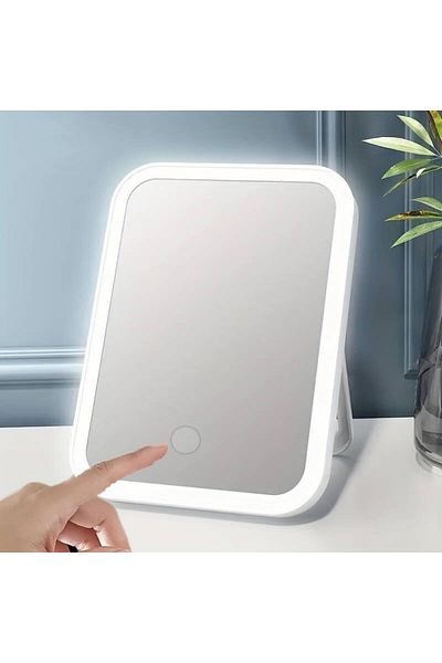 Dexia Foldable LED Cosmetic Mirror, 2000mAh, Adjustable Light Intensity and Temperature, Small