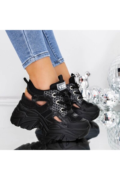 mei Pantofi Sport Dama cu Platforma 3SJN37 Negru