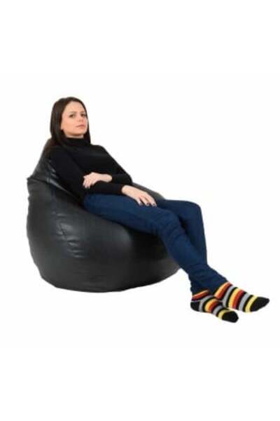 Pufrelax Fotoliu Nirvana Hobbit, Material Piele ecologica - Negru