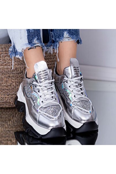 mei Pantofi Sport Dama cu Platforma WL259 Argintiu