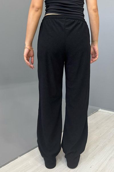 COOL TARZ Women's Jacquard Casual Lace-Up Trousers - Black
