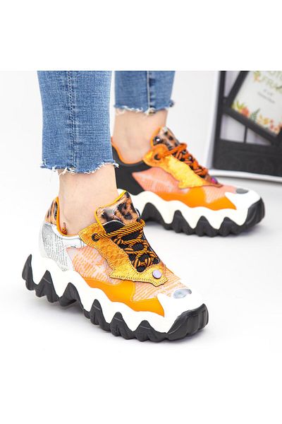 mei Women's Platform Sneakers SZ236 Orange