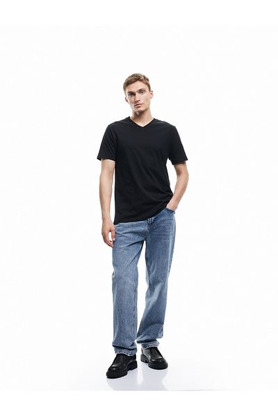 Koton Short Sleeve V-Neck Cotton Basic Men's Slim Fit T-Shirt