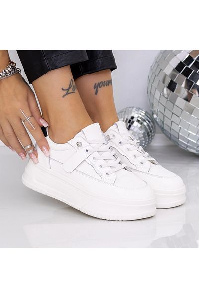 mei Women's Platform Sneakers T8A675-8 Black-White