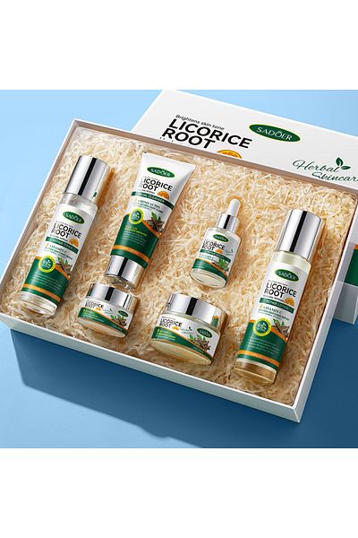 SADOER Moisturizing Tender Nourishing Licorice Vitamin C Whitening Skin Care 6 Pcs Set Gift Box