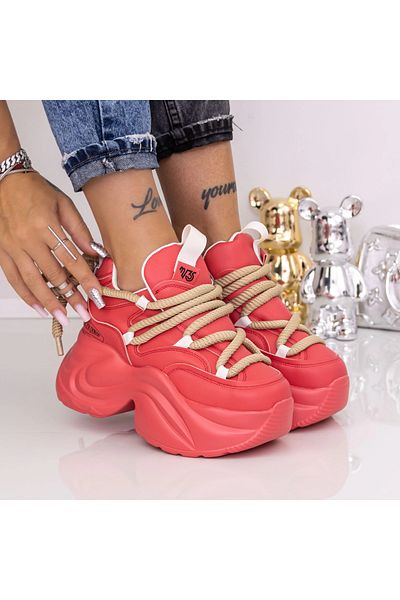 mei Women's Platform Sneakers 8889-33 Red