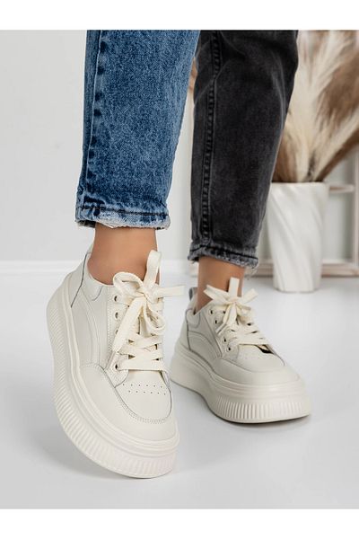 Pantoful Women's Sports Shoes Made of Genuine Leather 5WZ9 White