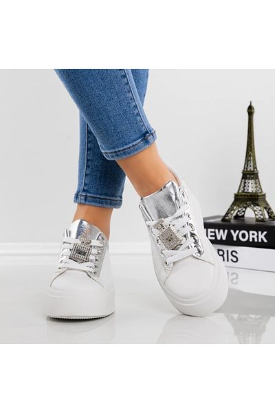 Givana Pantofi Sport Dama cu Platforma YH23 Argintiu