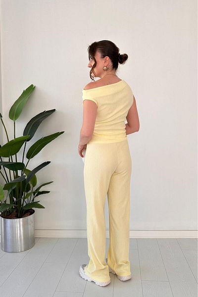 MaziButik Off Shoulder Double Suit Yellow