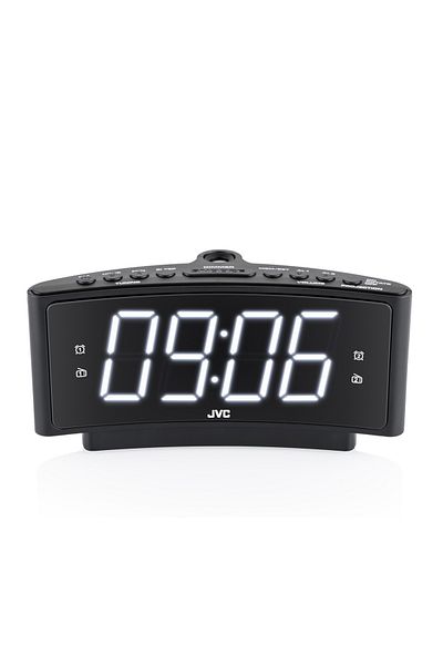 JVC RA-E314B clock radio, FM, alarm, projection, 10 station memory, black