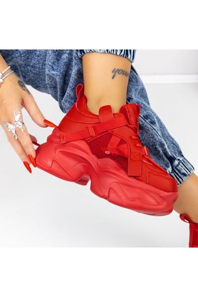 mei Women's Platform Sneakers 8252 Red