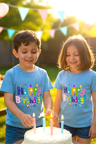 Windy Island Παιδικό μπλουζάκι με λαιμόκοψη 100% βαμβάκι Happy Birthday με τύ...