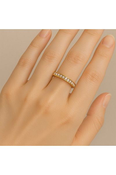 BY YASİN TOPÇU Zircon Shine Steel Ring (Size 18)