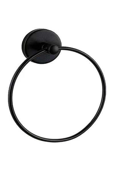 flores Round metal towel holder, adhesive mounting, 217SMY, matt black, Ø 165 mm