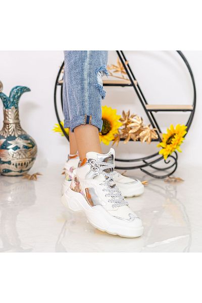 mei Women's Platform Sneakers SZ251 White