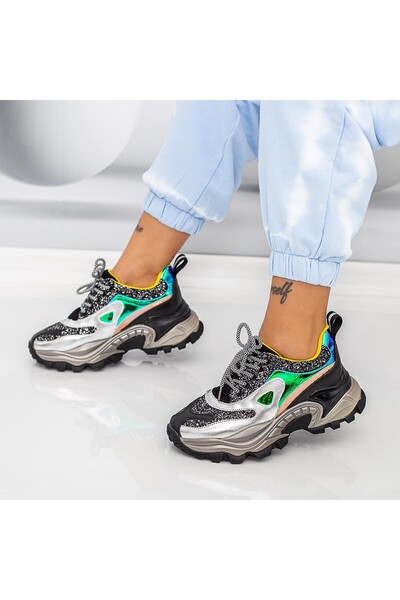 mei Γυναικεία Αθλητικά Παπούτσια SZ335 Μαύρο-Ασημί