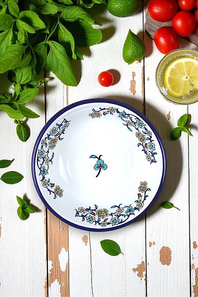 İnci Emaye 20 cm Enameled Bowl Plate, Pit Plate, Salad Plate, Chips Plate