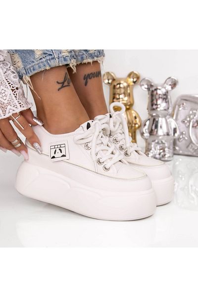 mei Women's Platform Sneakers 796-1 White